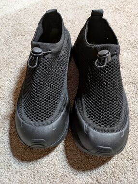 Women's Black Slip-On Mesh Knit Athletic Shoes
